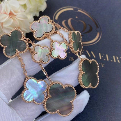[Vellora Opalyn]CLOVER EARRINGS DARK MOP 4 MOTIFS ROSE GOLD