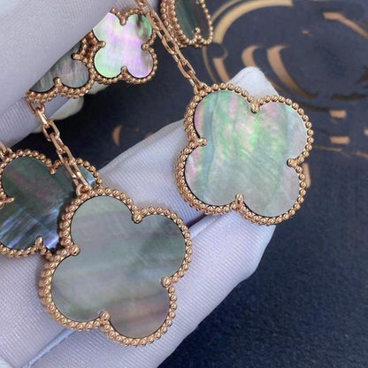 [Vellora Opalyn]CLOVER EARRINGS DARK MOP 4 MOTIFS ROSE GOLD