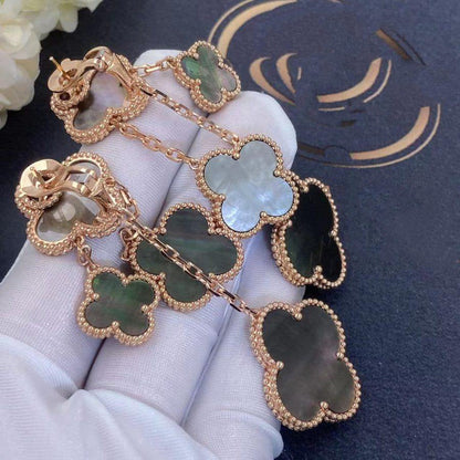 [Vellora Opalyn]CLOVER EARRINGS DARK MOP 4 MOTIFS ROSE GOLD