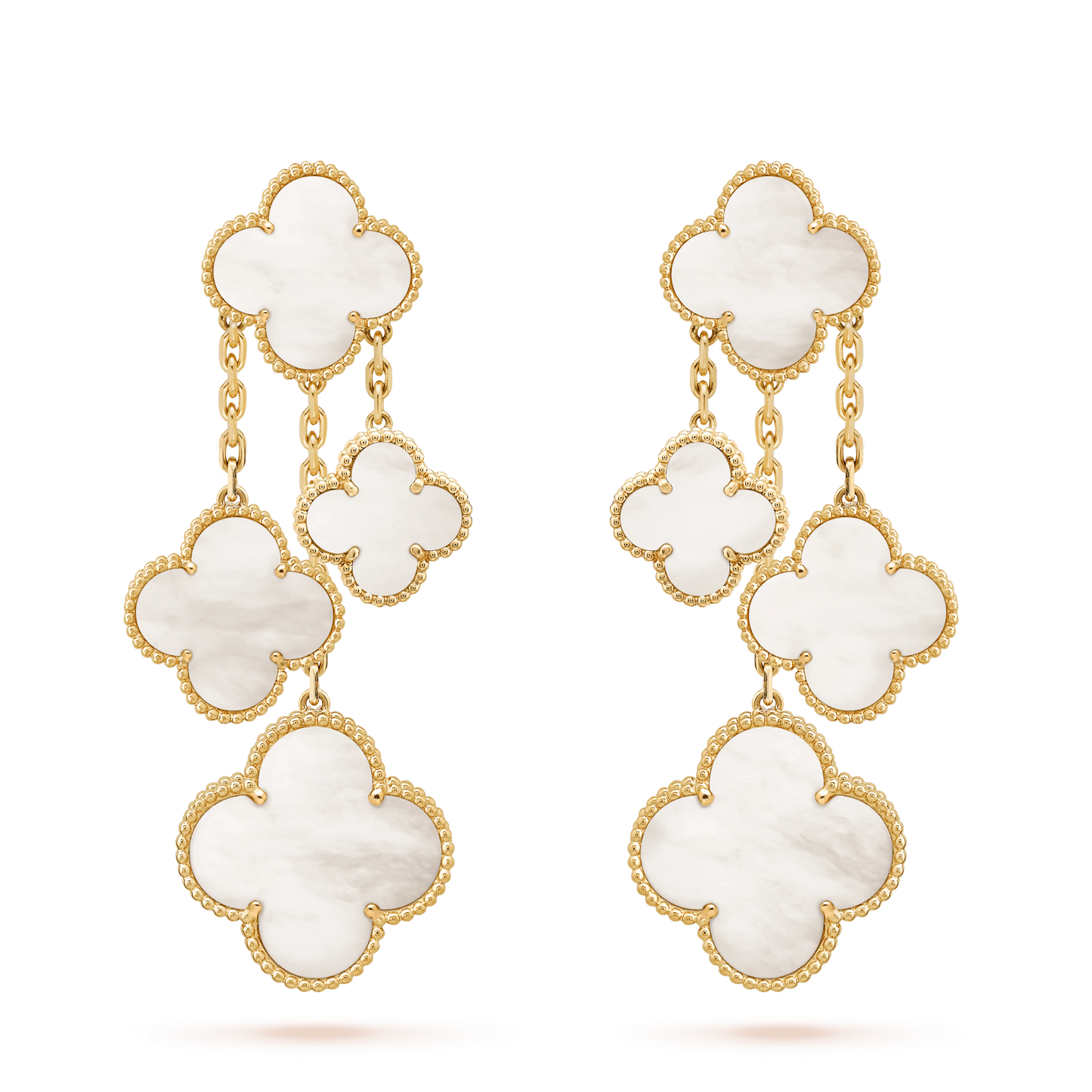 [Vellora Opalyn]CLOVER EARRINGS WHITE MOP 4 MOTIFS GOLD