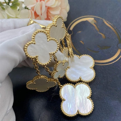 [Vellora Opalyn]CLOVER EARRINGS WHITE MOP 4 MOTIFS GOLD