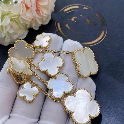 [Vellora Opalyn]CLOVER EARRINGS WHITE MOP 4 MOTIFS GOLD