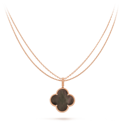 [Vellora Opalyn]CLOVER 25MM GOLD DARK MOP BIG CLOVER NECKLACE