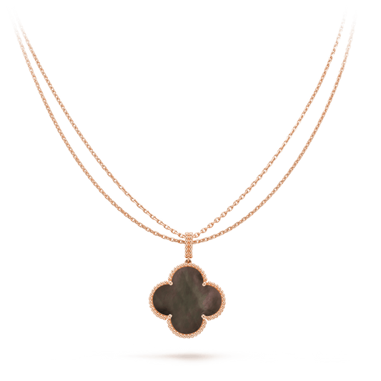 [Vellora Opalyn]CLOVER 25MM GOLD DARK MOP BIG CLOVER NECKLACE