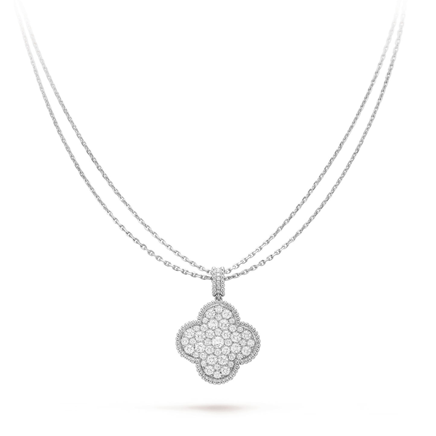 [Vellora Opalyn] CLOVER 25MM SILVER FULL DIAMOND BIG CLOVER NECKLACE