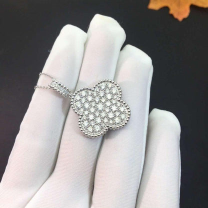 [Vellora Opalyn] CLOVER 25MM SILVER FULL DIAMOND BIG CLOVER NECKLACE