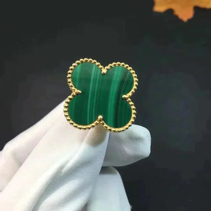 [Vellora Opalyn]CLOVER MALACHITE RING