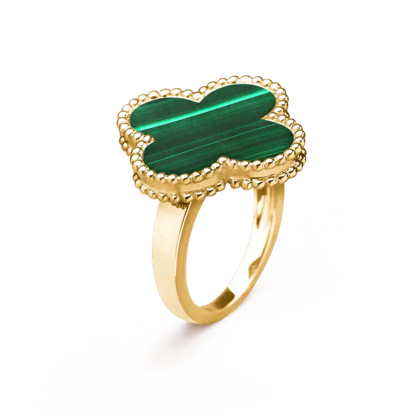 [Vellora Opalyn]CLOVER MALACHITE RING