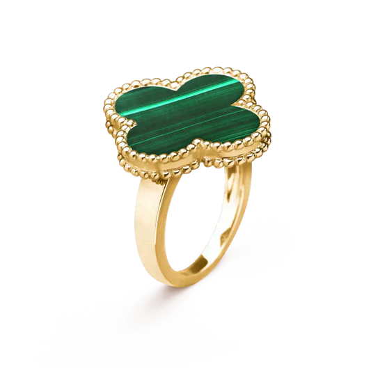 [Vellora Opalyn]CLOVER MALACHITE RING
