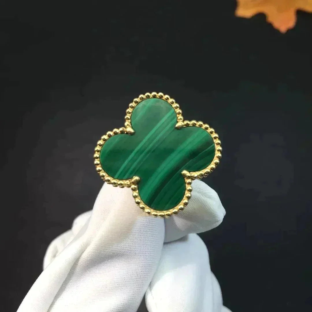[Vellora Opalyn]CLOVER MALACHITE RING