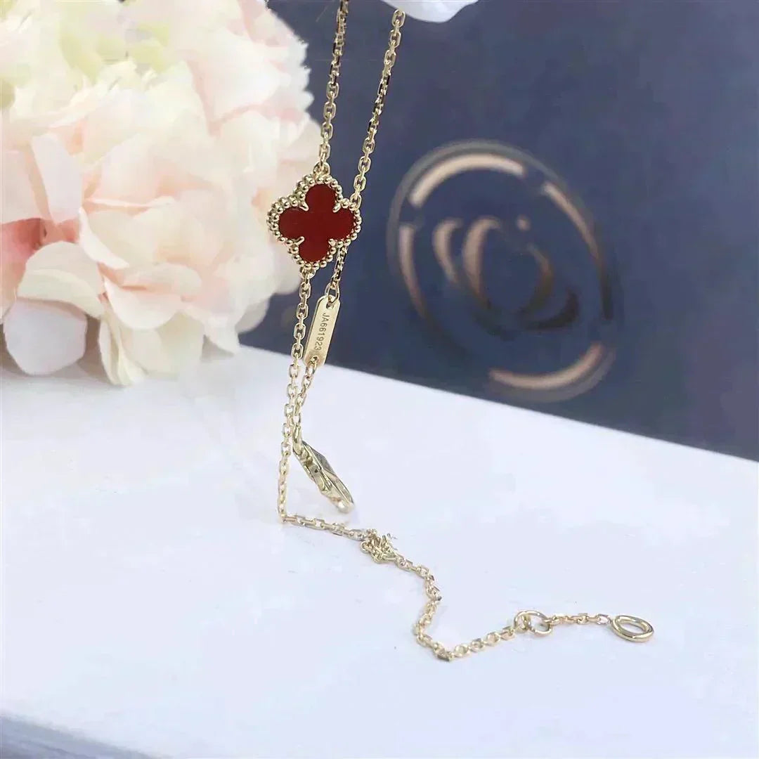 [Vellora Opalyn]CLOVER  CARNELIAN SINGLE FLOWER BRACELET