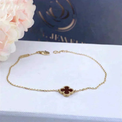 [Vellora Opalyn]CLOVER  CARNELIAN SINGLE FLOWER BRACELET