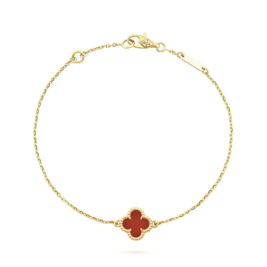[Vellora Opalyn]CLOVER  CARNELIAN SINGLE FLOWER BRACELET