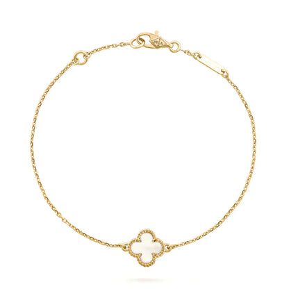 [Vellora Opalyn]CLOVER WHITE MOP SINGLE FLOWER BRACELET