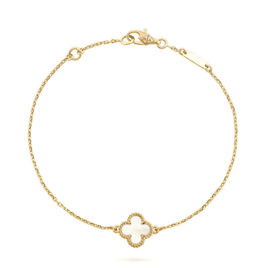[Vellora Opalyn]CLOVER WHITE MOP SINGLE FLOWER BRACELET