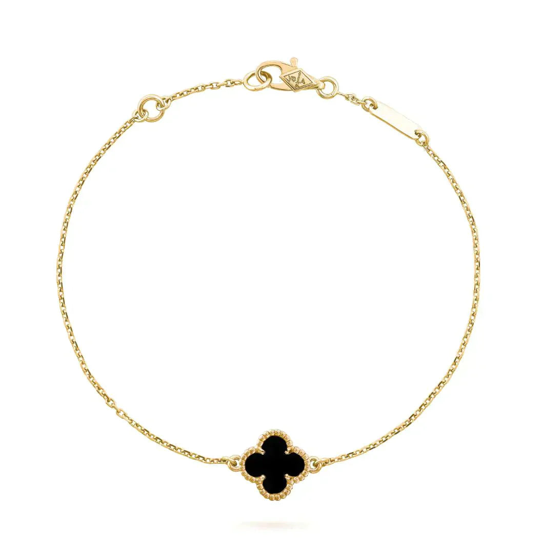 [Vellora Opalyn]CLOVER ONYX SINGLE FLOWER BRACELET