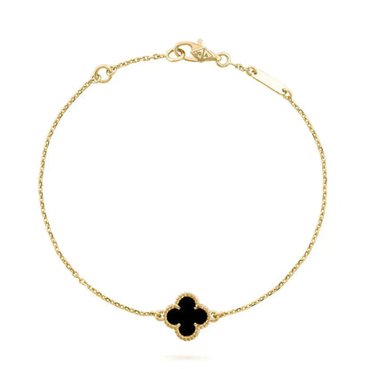 [Vellora Opalyn]CLOVER ONYX SINGLE FLOWER BRACELET