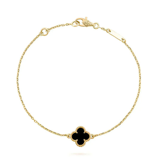 [Vellora Opalyn]CLOVER ONYX SINGLE FLOWER BRACELET