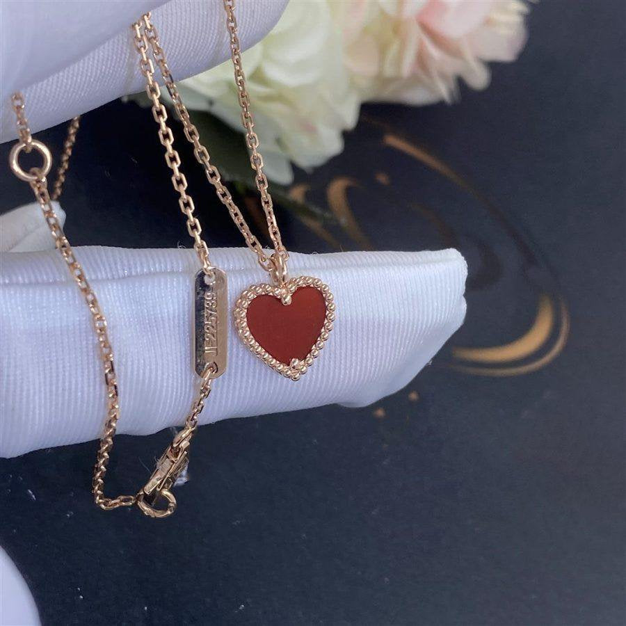 [Vellora Opalyn]SWEET CLOVER CARNELIAN HEART NECKLACE