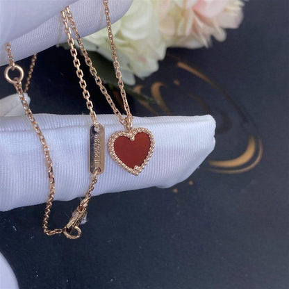 [Vellora Opalyn]SWEET CLOVER CARNELIAN HEART NECKLACE
