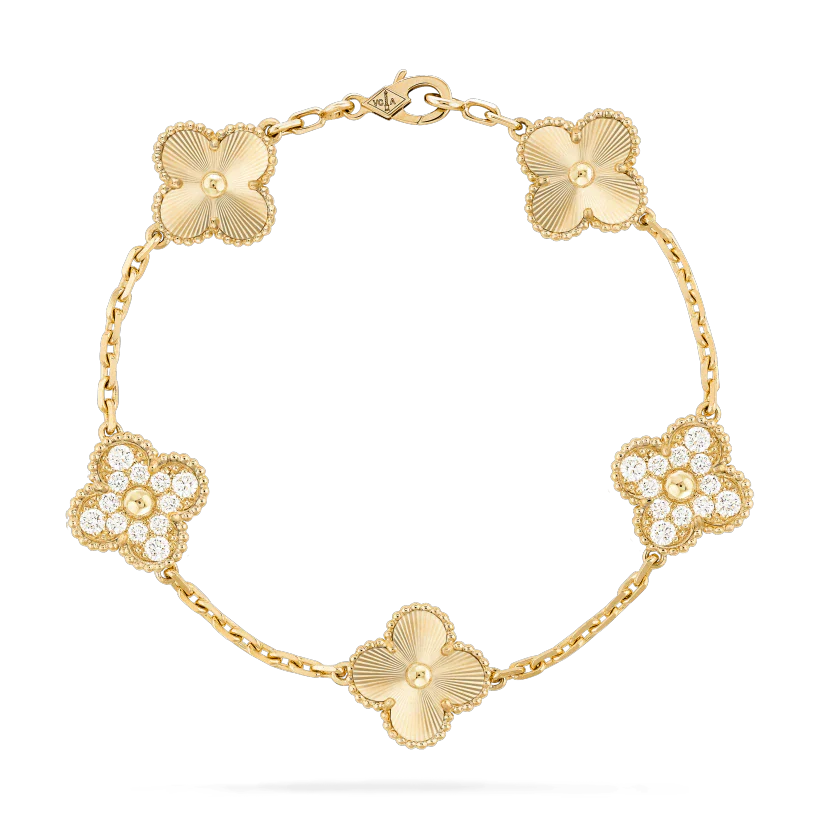 [Vellora Opalyn]CLOVER BRACELET 5 MOTIFS GOLD DIAMOND