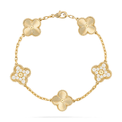 [Vellora Opalyn]CLOVER BRACELET 5 MOTIFS GOLD DIAMOND