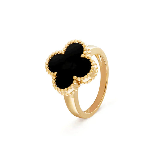 [Vellora Opalyn]CLOVER ONYX RING