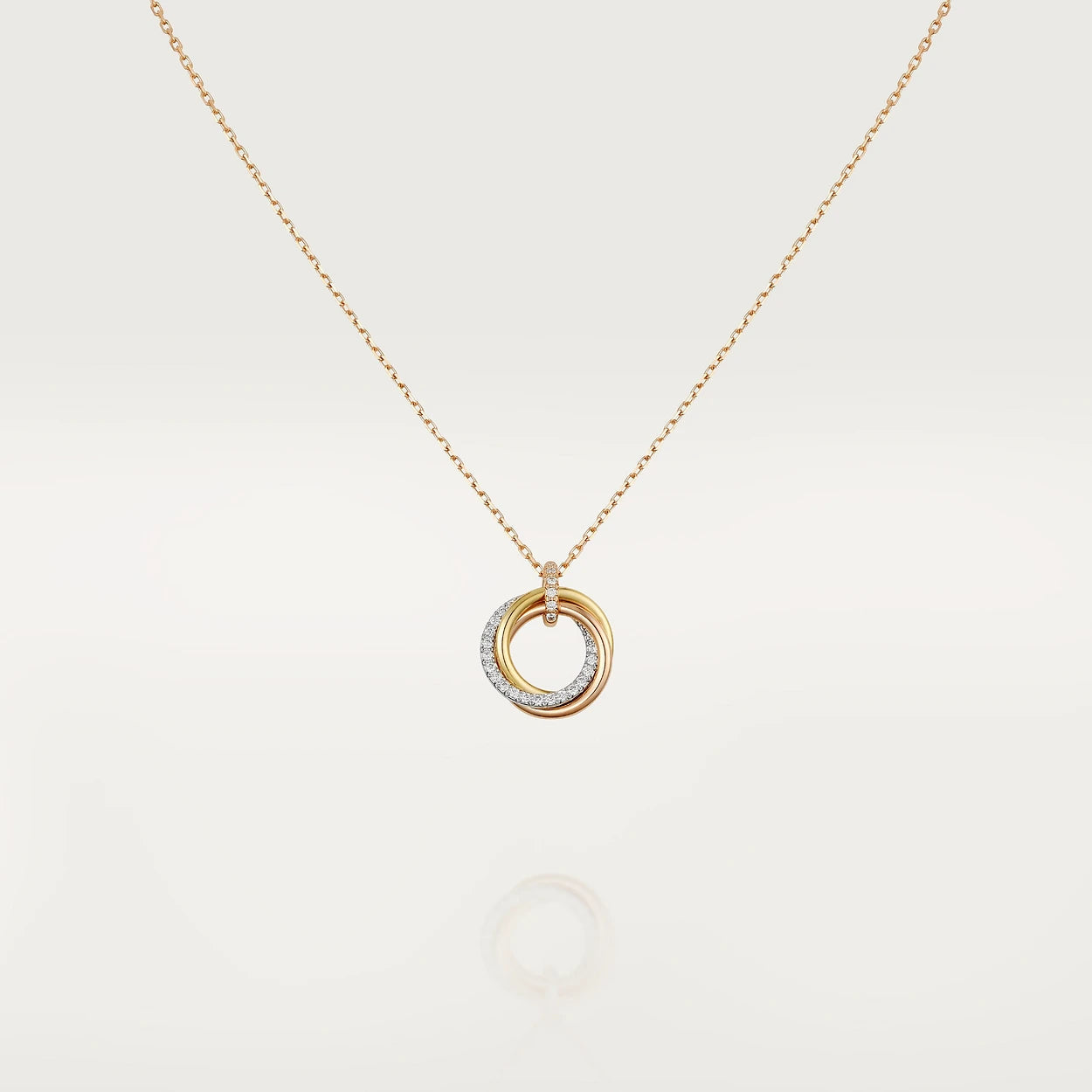 [Vellora Opalyn]TRINITY NECKLACE SILVER GOLD PINK GOLD DIAMONDS