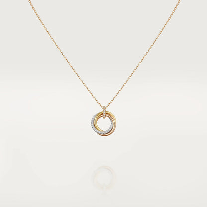 [Vellora Opalyn]TRINITY NECKLACE SILVER GOLD PINK GOLD DIAMONDS