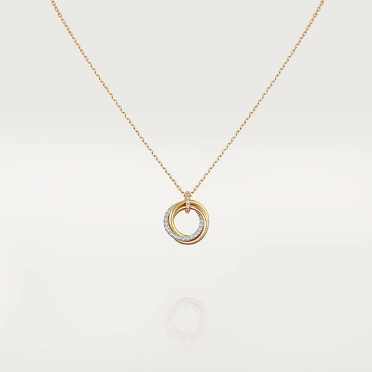 [Vellora Opalyn]TRINITY NECKLACE SILVER GOLD PINK GOLD DIAMONDS