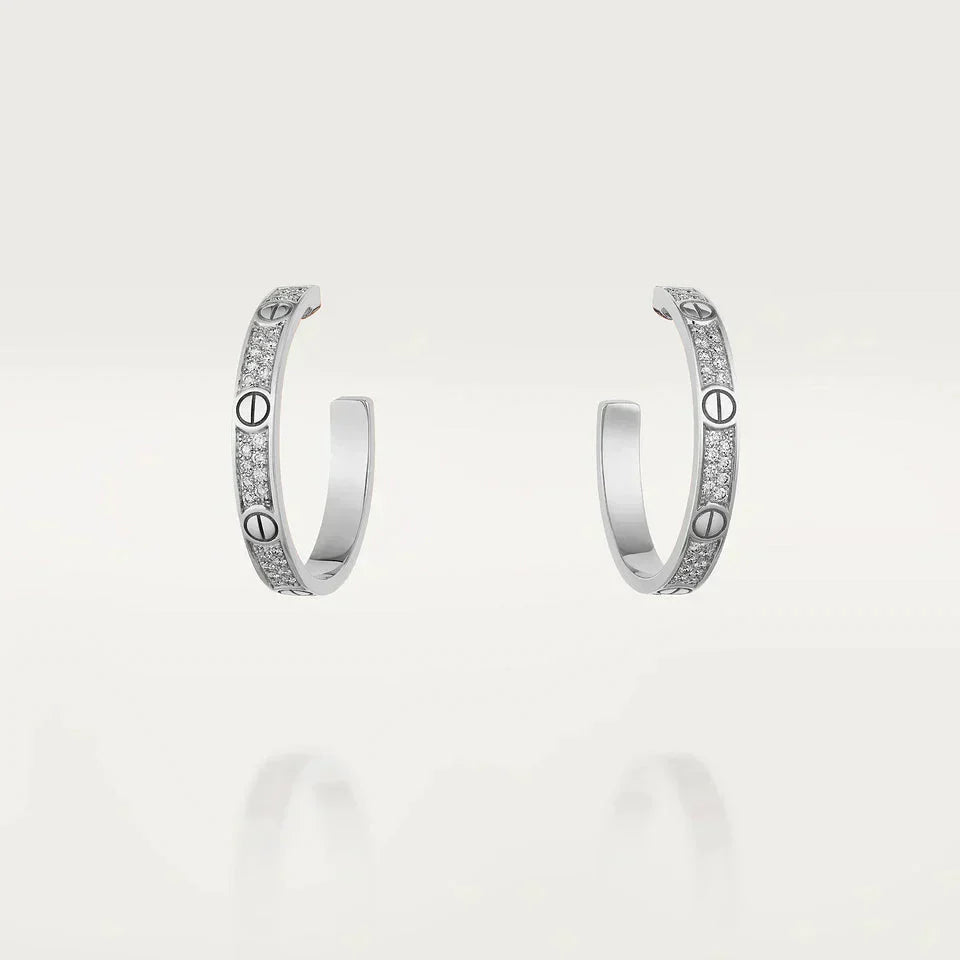 [Vellora Opalyn]LOVE DIAMOND SILVER HOOP EARRINGS