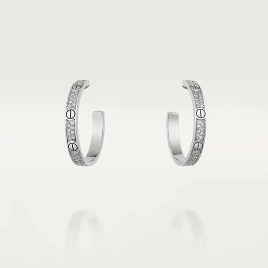 [Vellora Opalyn]LOVE DIAMOND SILVER HOOP EARRINGS
