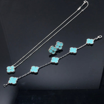 [Vellora Opalyn]CLOVER 1 DIAMOND BLUE SKY SILVER EARRINGS