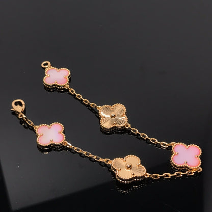[Vellora Opalyn]CLOVER BRACELET 5 MOTIF PINK AND PINK GOLD