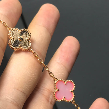 [Vellora Opalyn]CLOVER BRACELET 5 MOTIF PINK AND PINK GOLD