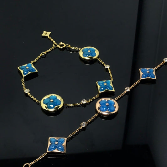 [Vellora Opalyn]STAR AND SUN 4 MOTIF BLUE BRACELET