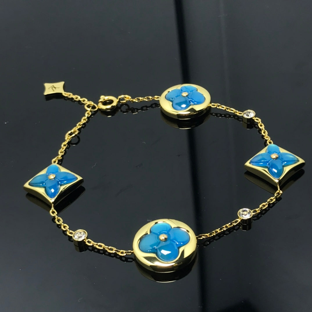 [Vellora Opalyn]STAR AND SUN 4 MOTIF BLUE BRACELET