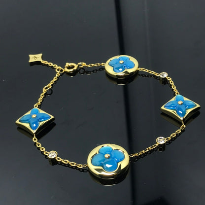 [Vellora Opalyn]STAR AND SUN 4 MOTIF BLUE BRACELET