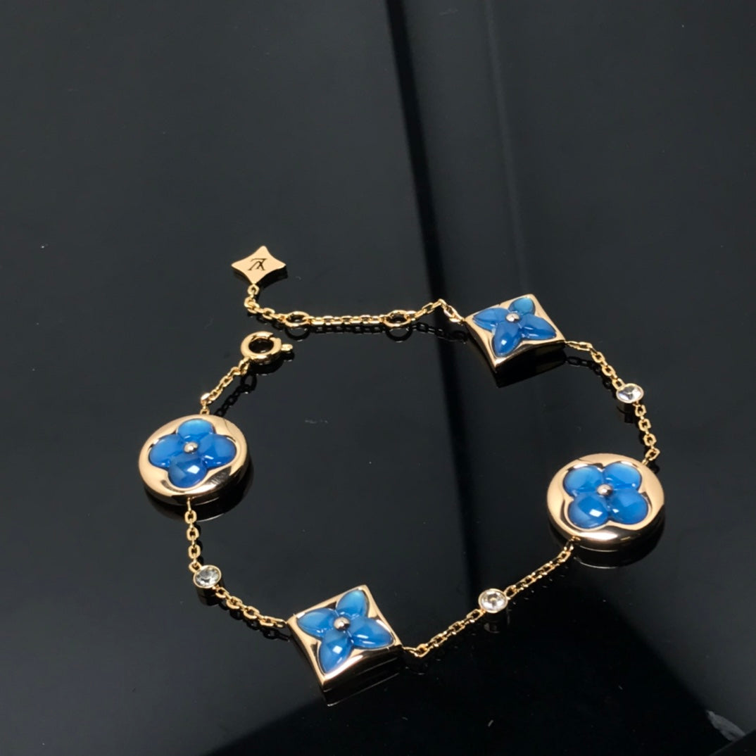 [Vellora Opalyn]STAR AND SUN 4 MOTIF BLUE BRACELET