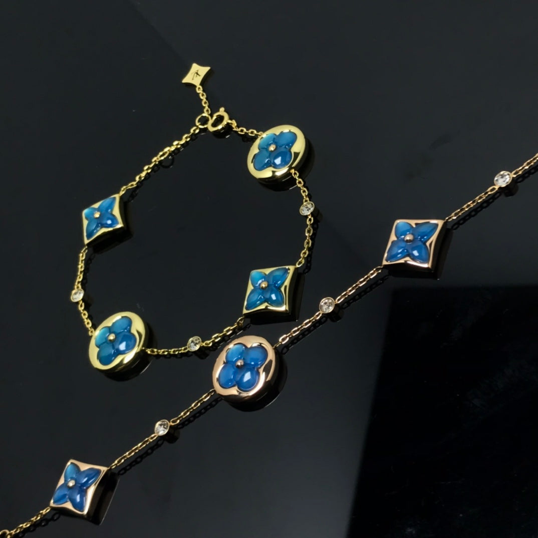 [Vellora Opalyn]STAR AND SUN 4 MOTIF BLUE BRACELET