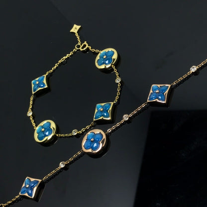 [Vellora Opalyn]STAR AND SUN 4 MOTIF BLUE BRACELET