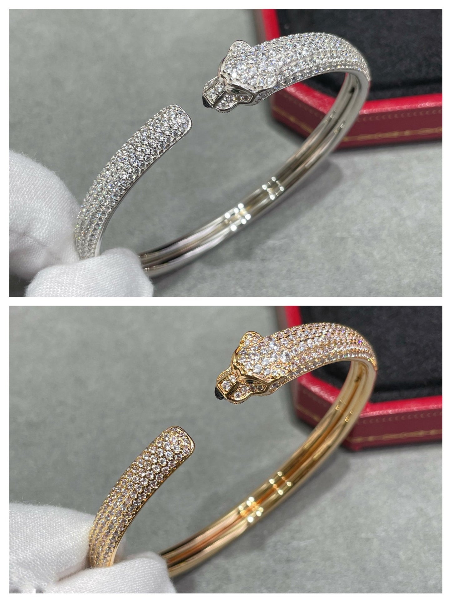 [Vellora Opalyn]PANTHERE FULL DIAMOND OPEN BRACELET