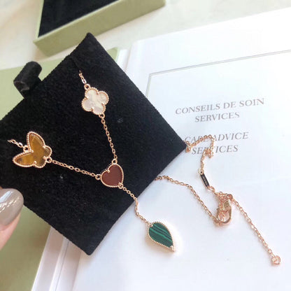 [Vellora Opalyn]LUCKY SPRING 4 MOTIFS ROSE GOLD NECKLACE