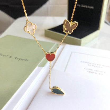 [Vellora Opalyn]LUCKY SPRING 4 MOTIFS ROSE GOLD NECKLACE
