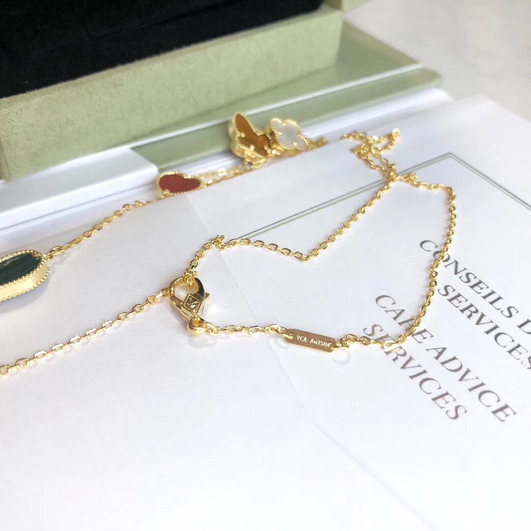 [Vellora Opalyn]LUCKY SPRING 4 MOTIFS ROSE GOLD NECKLACE