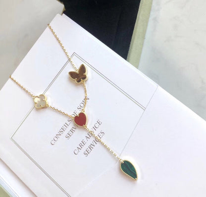 [Vellora Opalyn]LUCKY SPRING 4 MOTIFS ROSE GOLD NECKLACE