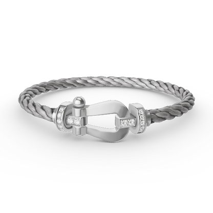 [Vellora Opalyn]FORCE LARGE HORSESHOE HALF DIAMOND BRACELET SILVER