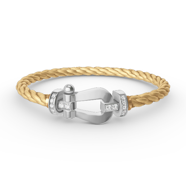 [Vellora Opalyn]FORCE LARGE HORSESHOE HALF DIAMOND BRACELET SILVER