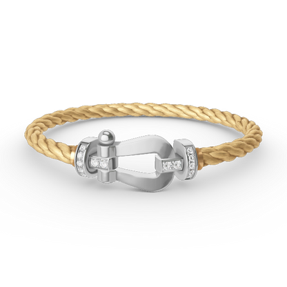 [Vellora Opalyn]FORCE LARGE HORSESHOE HALF DIAMOND BRACELET SILVER