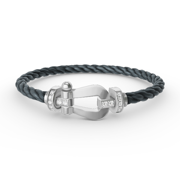 [Vellora Opalyn]FORCE LARGE HORSESHOE HALF DIAMOND BRACELET SILVER